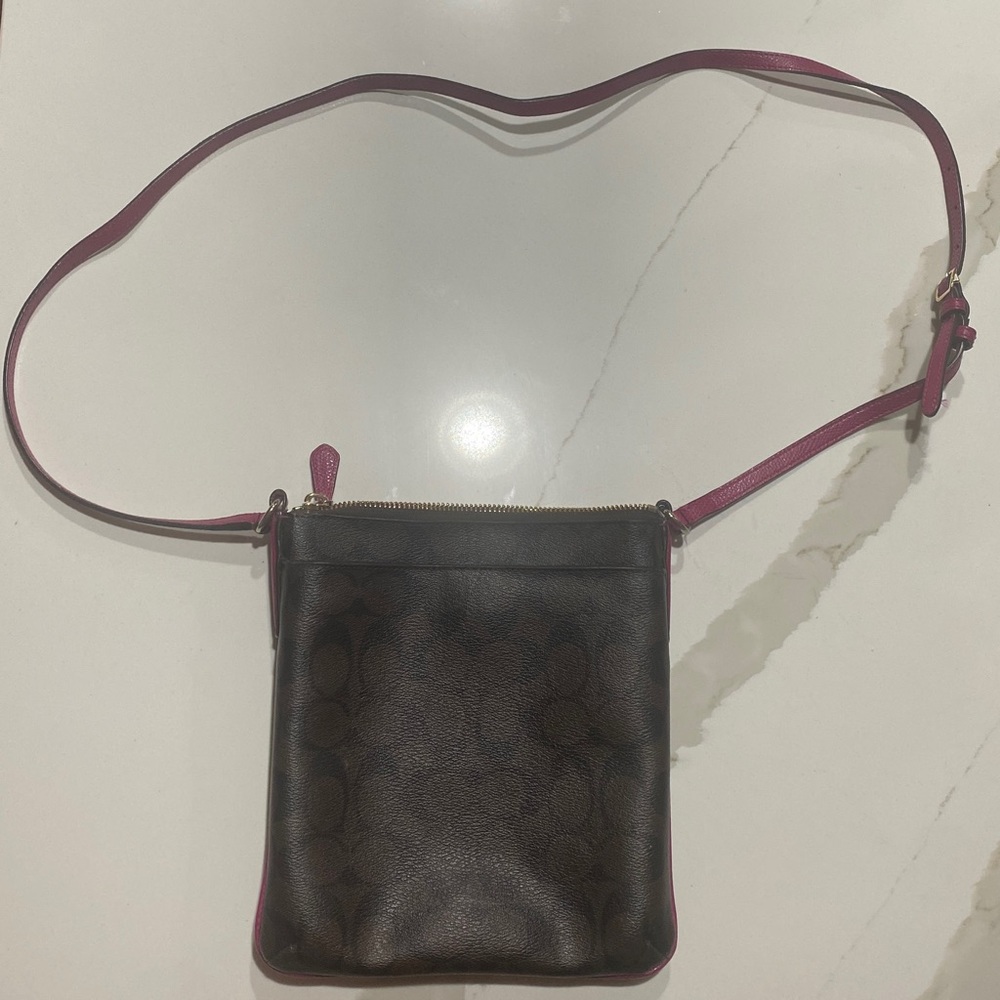 Coach Cross-Body Purse with Pink Trim